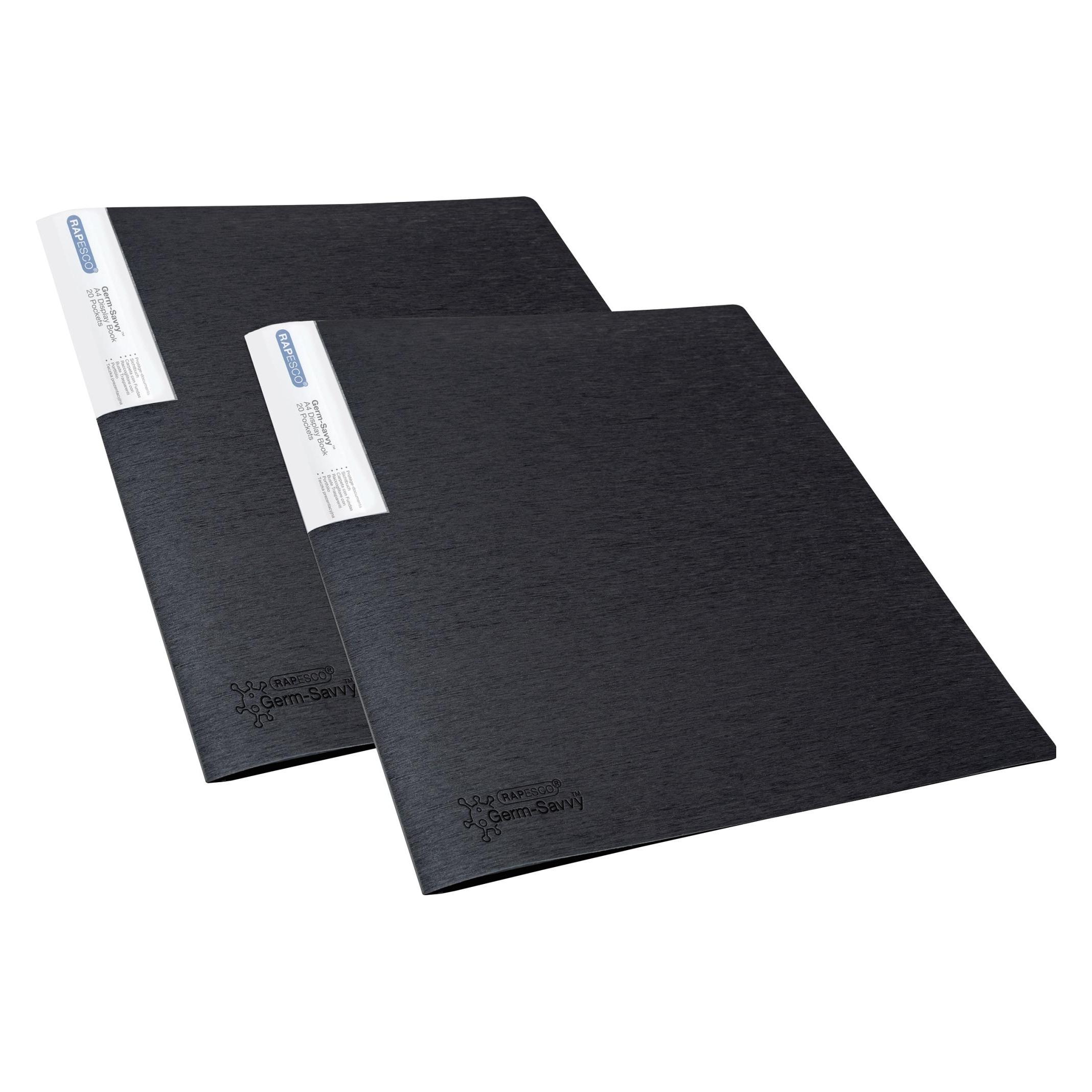 Rapesco Präsentationsbuch Keimfrei antibakteriell DIN A4 Schwarz 240 mm x 310 mm (A4, 2x) (1643)