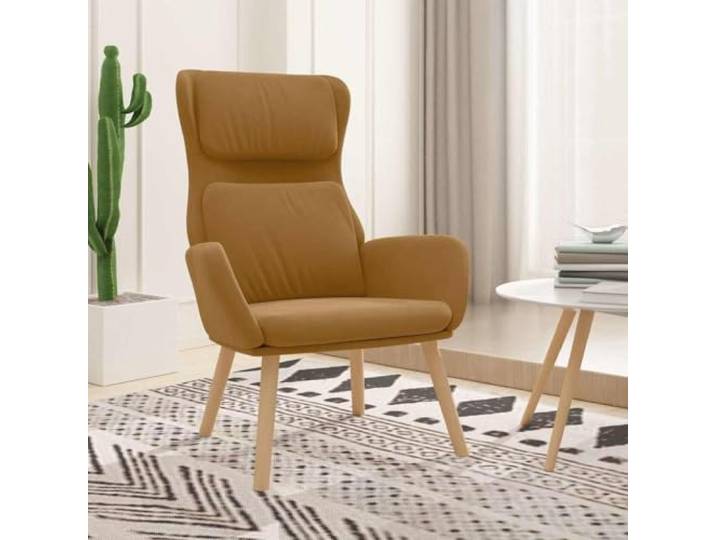 HEFZGDB Relaxsessel Braun Samt mit Metallrahmen und Gummibaumholz Beinen für optimalen Sitzkomfort und Stabilität im Wohnzimmer