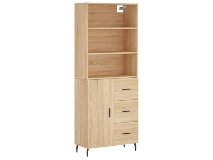 GHVBNMF Highboard Sonoma-Eiche 69,5x34x180 cm Holzwerkstoff Schrank Mehrzweck-Kommode mit Metallbeinen und Türen für Wohnzimmer, Esszimmer und Flur. Vielfältiger Stauraum.