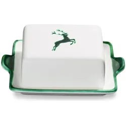Gmundner Keramik Grüner Hirsch, Butterdose (125g), Vorratsbehälter, Grün