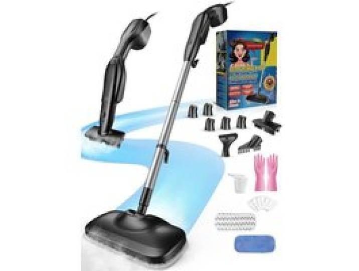 Balai Vapeur 2 en 1 1000W Chauffe 30s 2 Réglages Vapeur Réservoir 240ml Nettoyeur Vapeur Sol sans Produits Chimiques