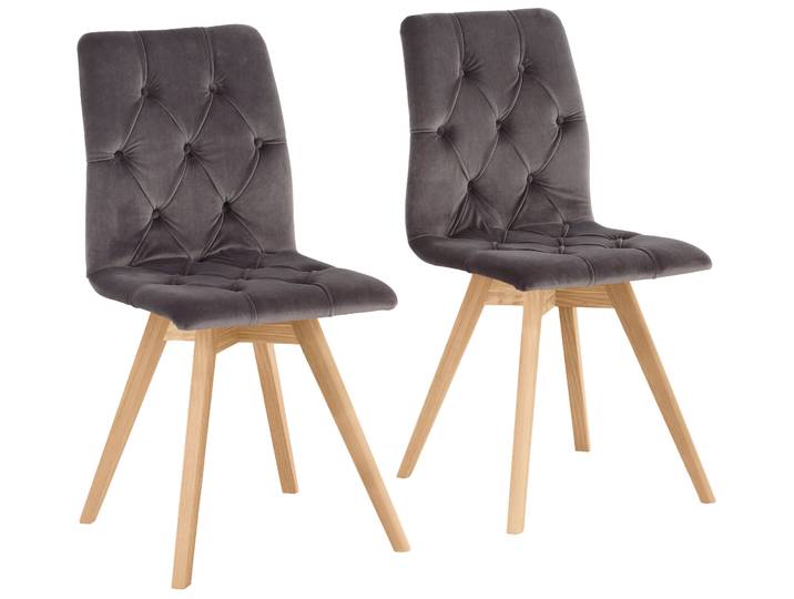 Esszimmerstuhl GOODPRODUCT Rania , grau (grau, eiche weiß), B:45cm H:91cm T:55cm, Stühle, Esszimmerstuhl, im 2er/4er/6er Set, Massivholzbeinen