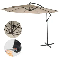 Ampelschirm Terni, Sonnenschirm Sonnenschutz, Ø 3m neigbar, Polyester/Stahl 11kg ~ sand-beige ohne Ständer