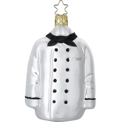 Inges Glas Christbaumschmuck Französische Kochjacke Glas 9,5 cm weiß