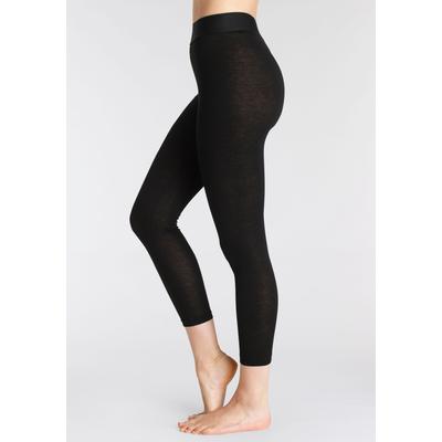 Leggings LASCANA ACTIVE, Damen, Gr. 36/38, N-Gr, schwarz, Single Jersey, Obermaterial: 78% Viskose, 17% Wolle, 5% Elasthan, unifarben, Basic, schmal knöchellang, Hosen Leggings, in angenehmer Wollqualität