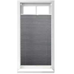 Relaxdays 2x Plissee Rollo grau bohrfrei, 90x210cm Grau