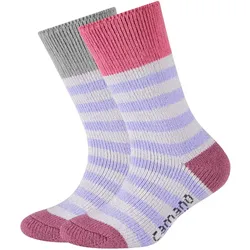 2er Pack camano Warm & Cozy Crew Socken Kinder 4490 - rose wine 27-30