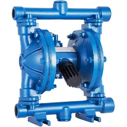 VEVOR Luftbetriebene Doppelmembranpumpe, 1/2 Zoll Einlass und Auslass, Gehäuse aus Gusseisen, 11.4L/min(3GPM) und max. 90 PSI, pneumatische Nitrilmembran-Transferpumpe für Erdöl, Diesel, Öl und Flüssigkeiten mit niedriger Viskosität