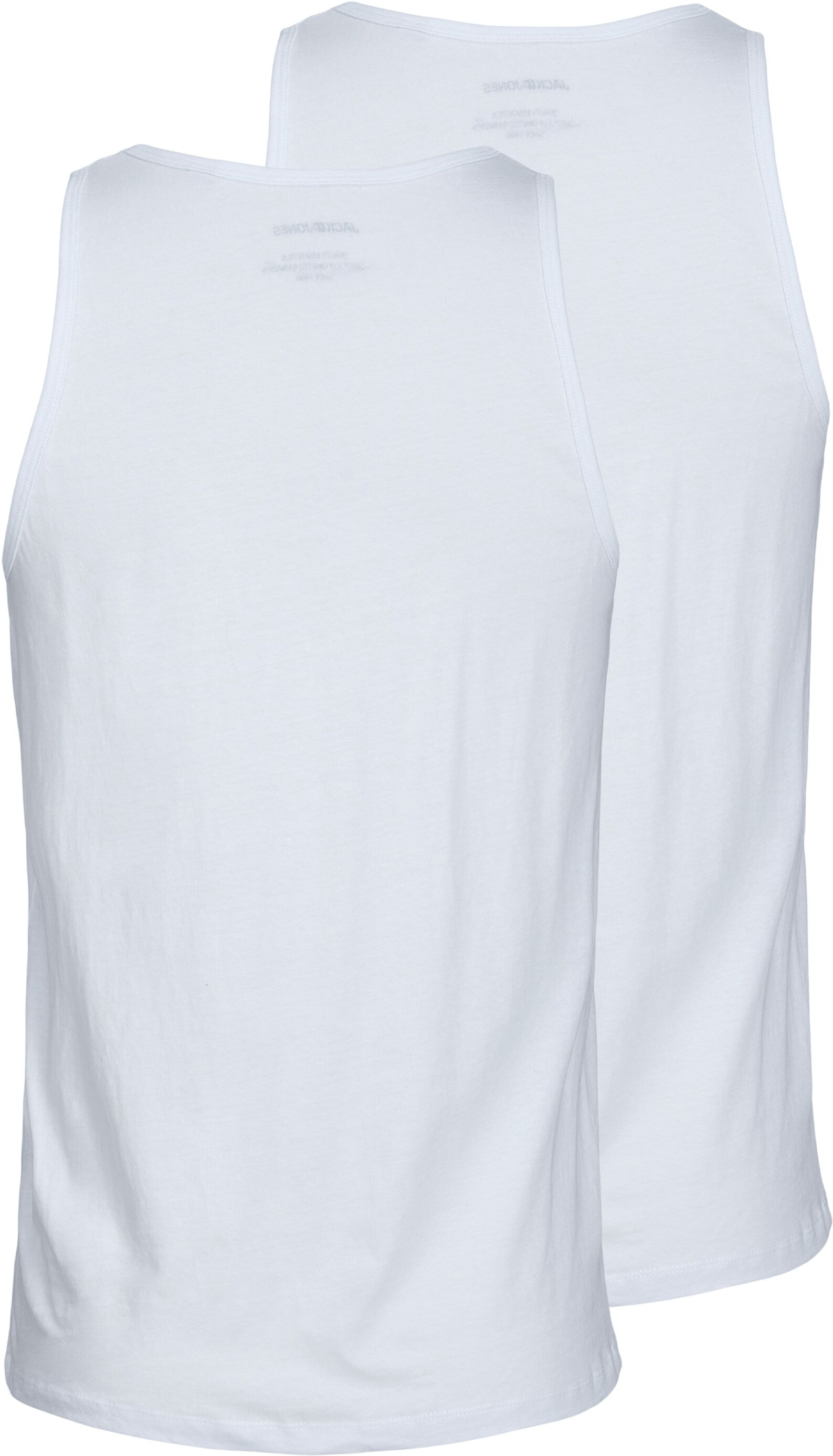 Muskelshirt JACK & JONES "JACBASIC TANKTOP 2 PACK NOOS", Herren, Gr. XXL, weiss (weiß), Jersey, Obermaterial: 100% Baumwolle, unifarben, regular fit normal, Rundhals, Shirts Muskelshirt weiß XXL