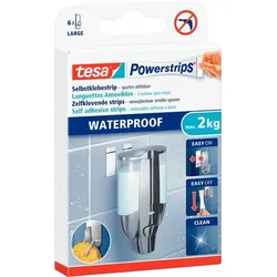 Tesa Powerstrips® Waterproof Large, weiss, Packung mit 6 Strips
