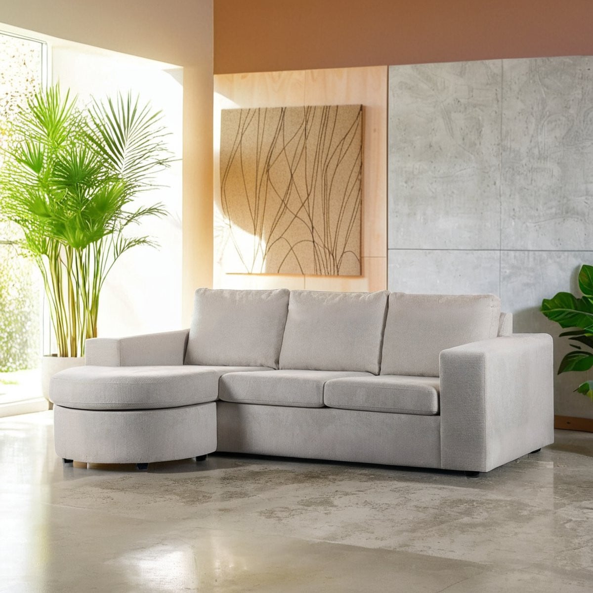 Moderne hoekbank Tivano beige voor de woonkamer