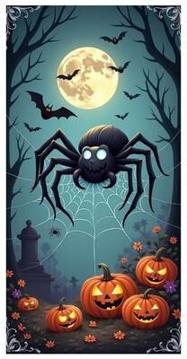 Uplift Picks Haunted Cemetery Halloween Door Cover Banner 03 90x185 Cm