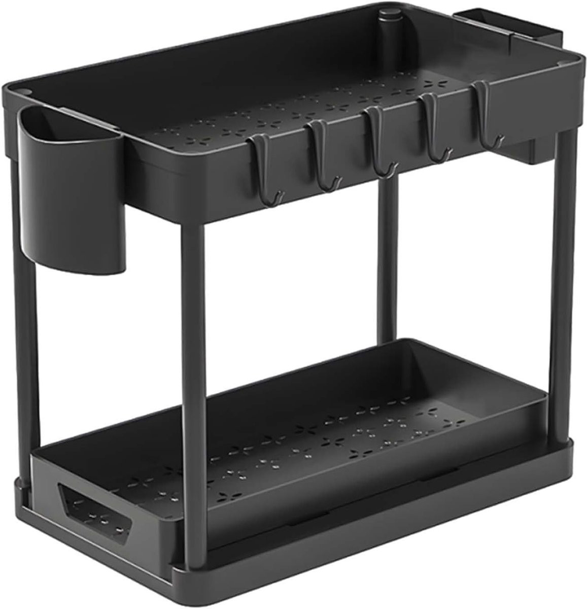 2-laagse uittrekbare organizer voor keukenonderkasten en badkamers met glijdende lades