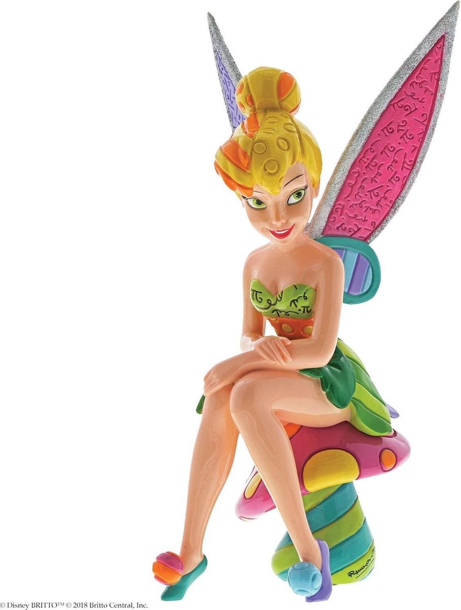 Disney by Romero Britto Tinker Bell Beeldje op Paddenstoel 22,5 cm