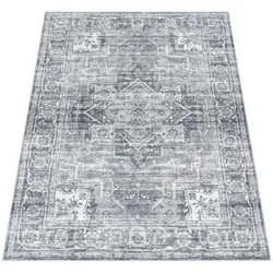 KURZFLORTEPPICH Waschbar, im Vintage-Stil, Grau, 60 x 100 cm