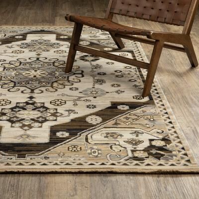 Style Haven Adelaide Old World Medallions Brown/ Grey Wool Blend Area Rug-