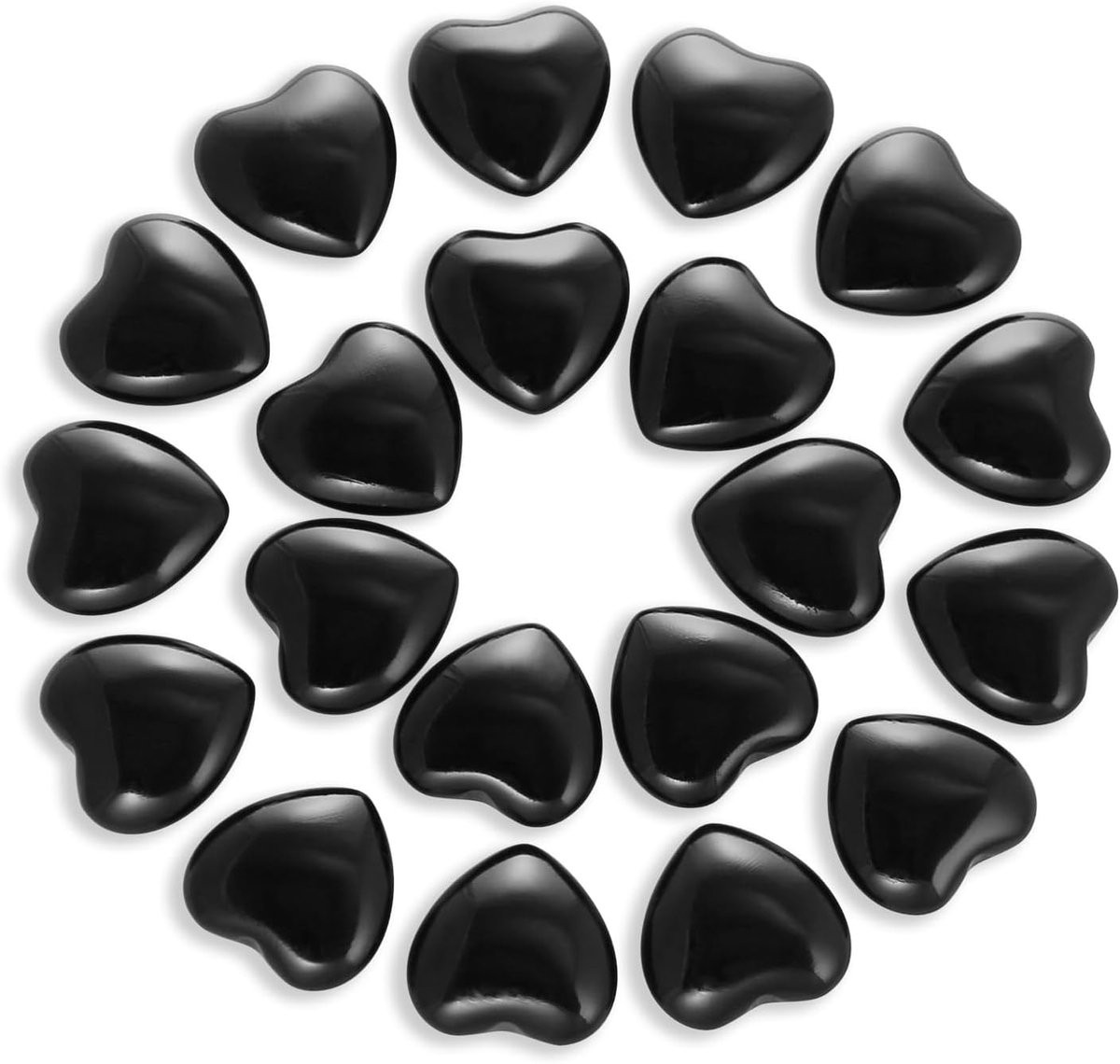 20 stuks Gepolijste Obsidiaan Hartstenen - Zwart - Decoratieve Kristallen