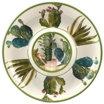 "Certified International Cactus Verde Chip & Dip, 13.75"" - 13.5"" Diam x 1.5"""