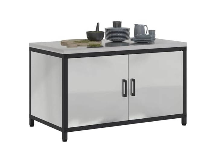 KTHLBRH HATTEM Küchenschrank Silber Stahl 90 x 50 x 53 cm 2 Türen, modernes Design, einfache Montage, für den Außenbereich, robustes Regal