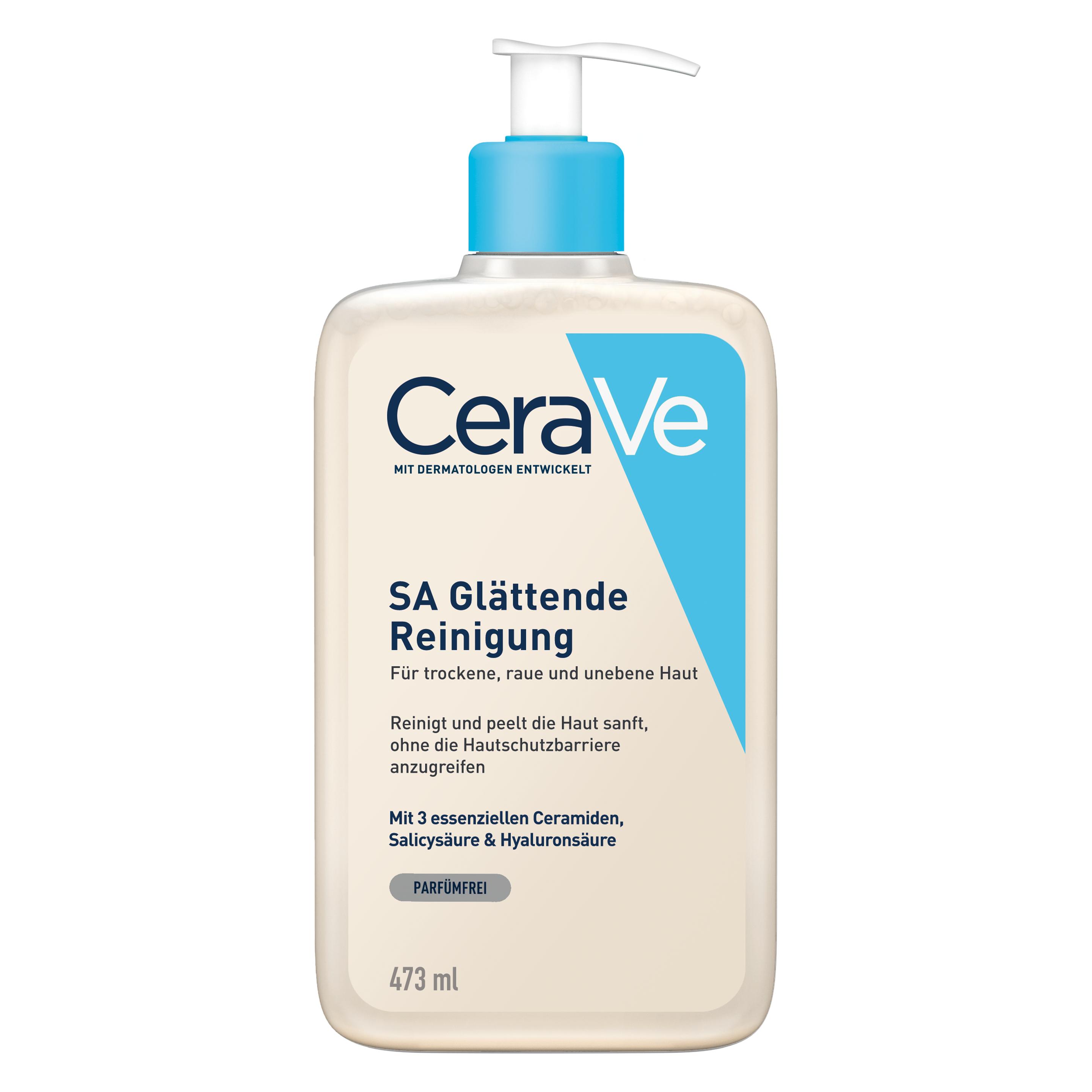 CeraVe SA Glättende Reinigung: mildes Reinigungsgel für Gesicht und Körper bei trockener Haut (Reinigungsgel, 473 ml) (044060)