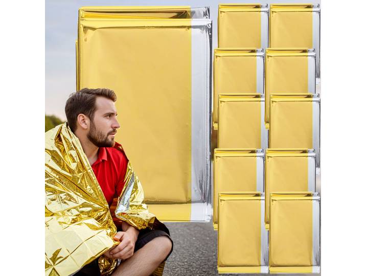 Rettungsdecke, 10er-Set, Notfalldecke, ein Produkt der NASA , 210 x 160 cm