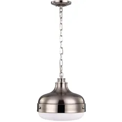 Pendellampe Deckenlampe Hängeleuchte Stahl Glas D 33cm Nickel gebürsteter Stahl