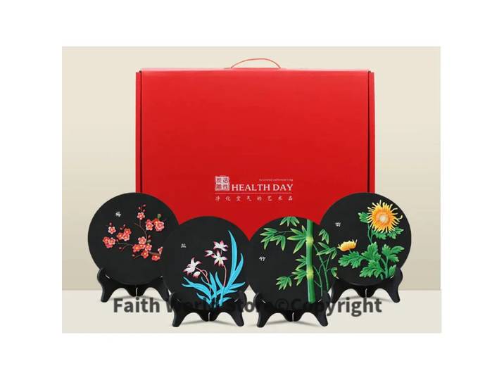 Charbon de bambou pour la décoration, 4 pièces, supporter fie l'air, bureau, maison, entreprise, fleur de bon augure, sculpture CHHR, cadeau