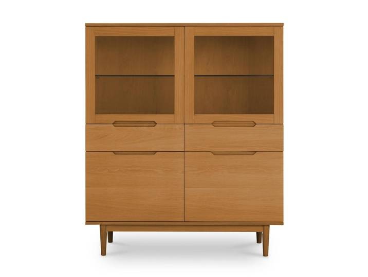 Highboard Kerteminde 124 cm - Echtholzfurnier Wildeiche mit LED-Beleuchtung