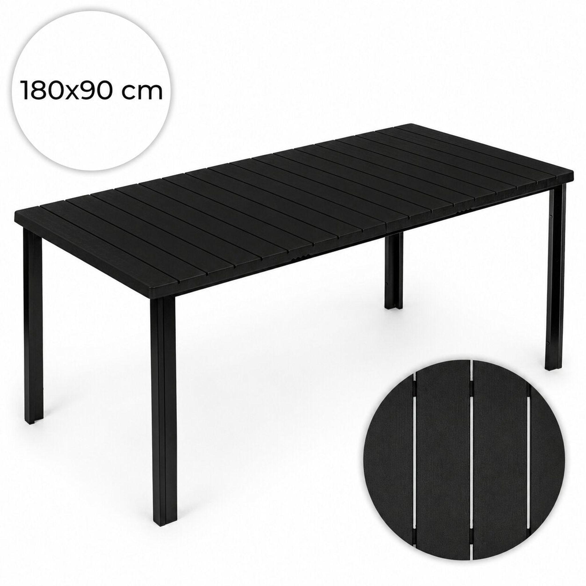 Großer 8-Sitzer-Gartentisch, 180 × 90 cm, schwarzes HDPE