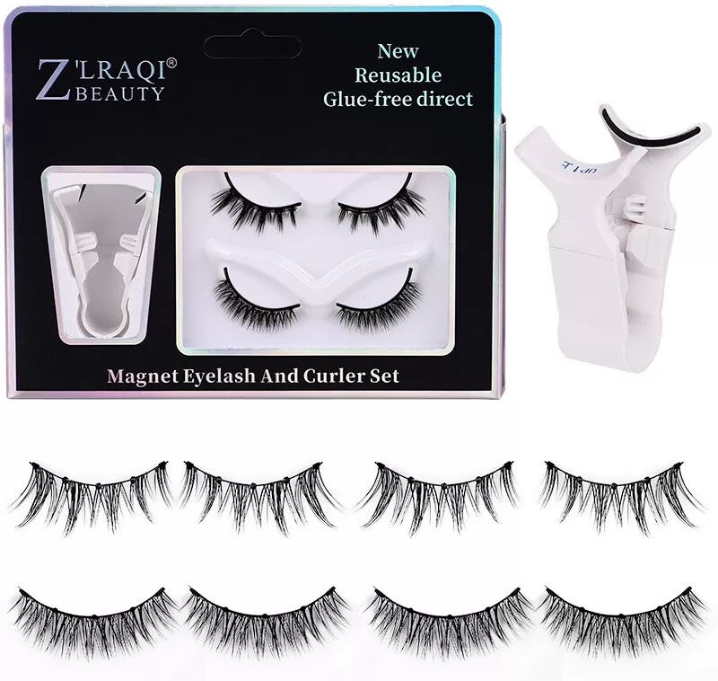 INF Magnetische wiederverwendbare falsche Wimpern mit Applikator, 2 Paar model 2