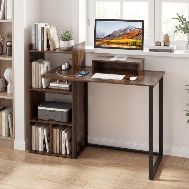 Brayden Studio Iron Computer Desk Brown 100cm H X 110cm W X 50cm D