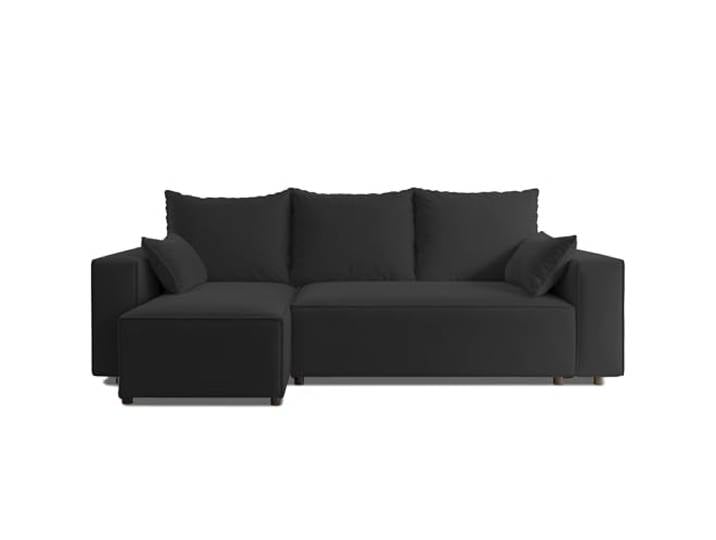 4ALL HOME Ecksofa mit Schlaffunktion Tobi 246x145 cm - Couch - Sofa mit Bettkasten - Eckcouch - L-Form - Schlaffsofa - Schlafsofa mit Bettkasten - Universal (Velo 637 Schwarz)