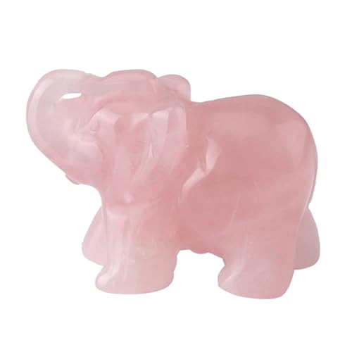 Handgesneden Rozenkwarts Olifant Figuur voor Huisdecoratie