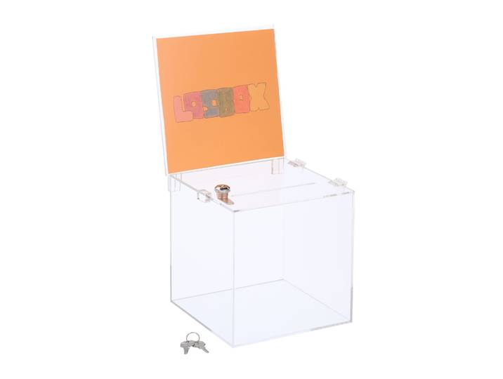 Losbox mit Blatteinschub Acryl Silber-Transparent