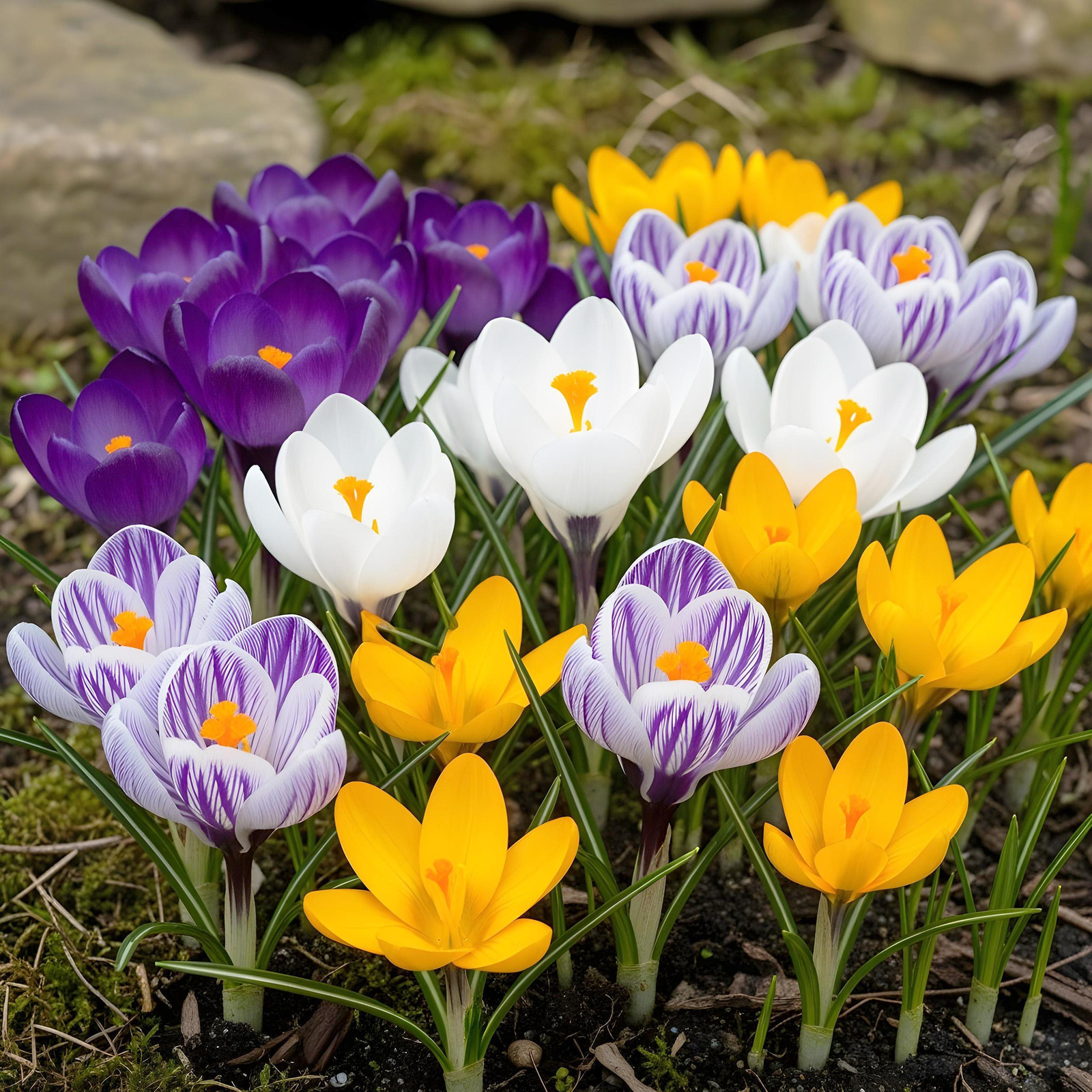 Exotische bloembollen Crocus bloemrijke mix in verschillende kleuren 30 stuks diameter 7-8 cm van Exotenherz