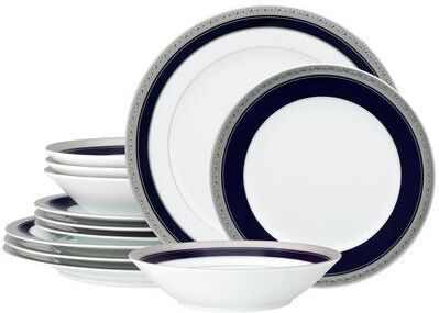 Noritake Crestwood Cobalt Platinum 12-Piece Dinnerware Set, Service for 4