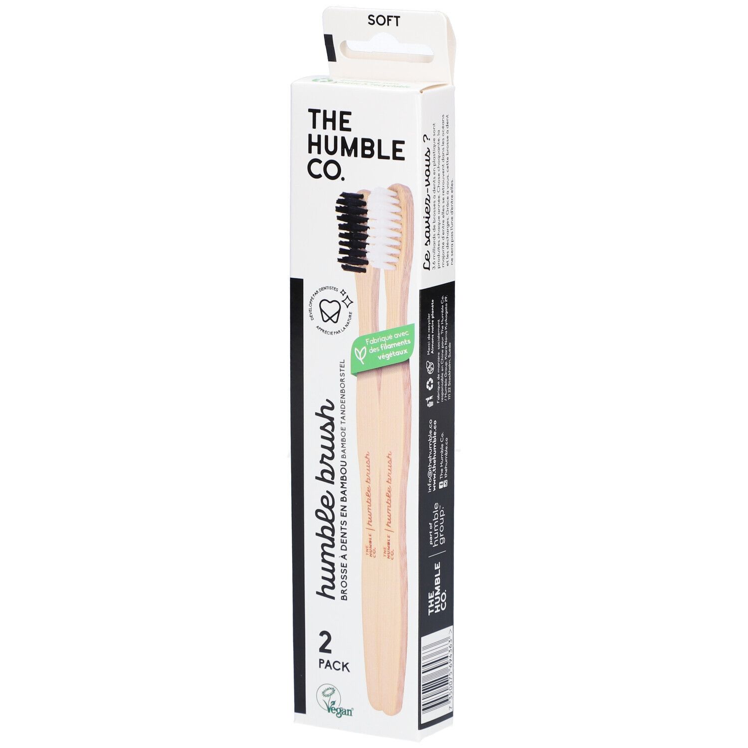 Bden Humble Brush AD Blanc Noir X2 2 St Zahnbürste