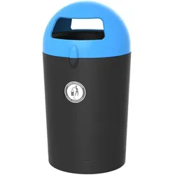 Mülltonne Metro Dome Müllbehälter 100 L schwarz blau mit Innenbehälter, zwei Einwurföffnungen, stark und haltbar