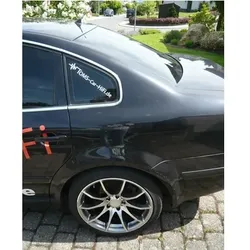  Schriftaufkleber Toms Car HiFi (Logo) weiß inkl. .de 