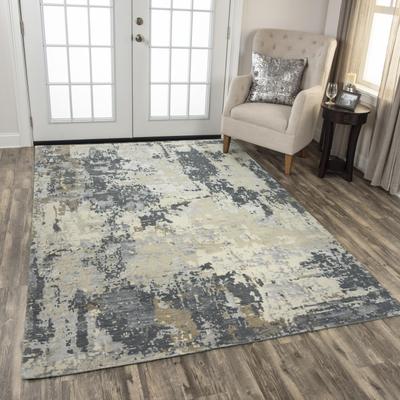 Alora Decor Noble Grey and Ivory Abstract Hand-knotted Wool Blend Rug