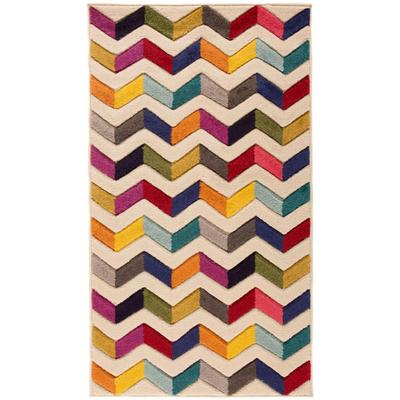 Teppich FLAIR RUGS "Bolero", bunt (multi), B:160cm H:10mm L:230cm, Polypropylen (PP), Teppiche, Teppich, fußbodenheizungsgeeignet, geometrisches Muster, Zickzack