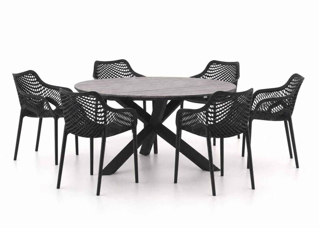 Forza Furniture Diningset Forza voor 6 personen, Grijs, Modern en Stapelbaar