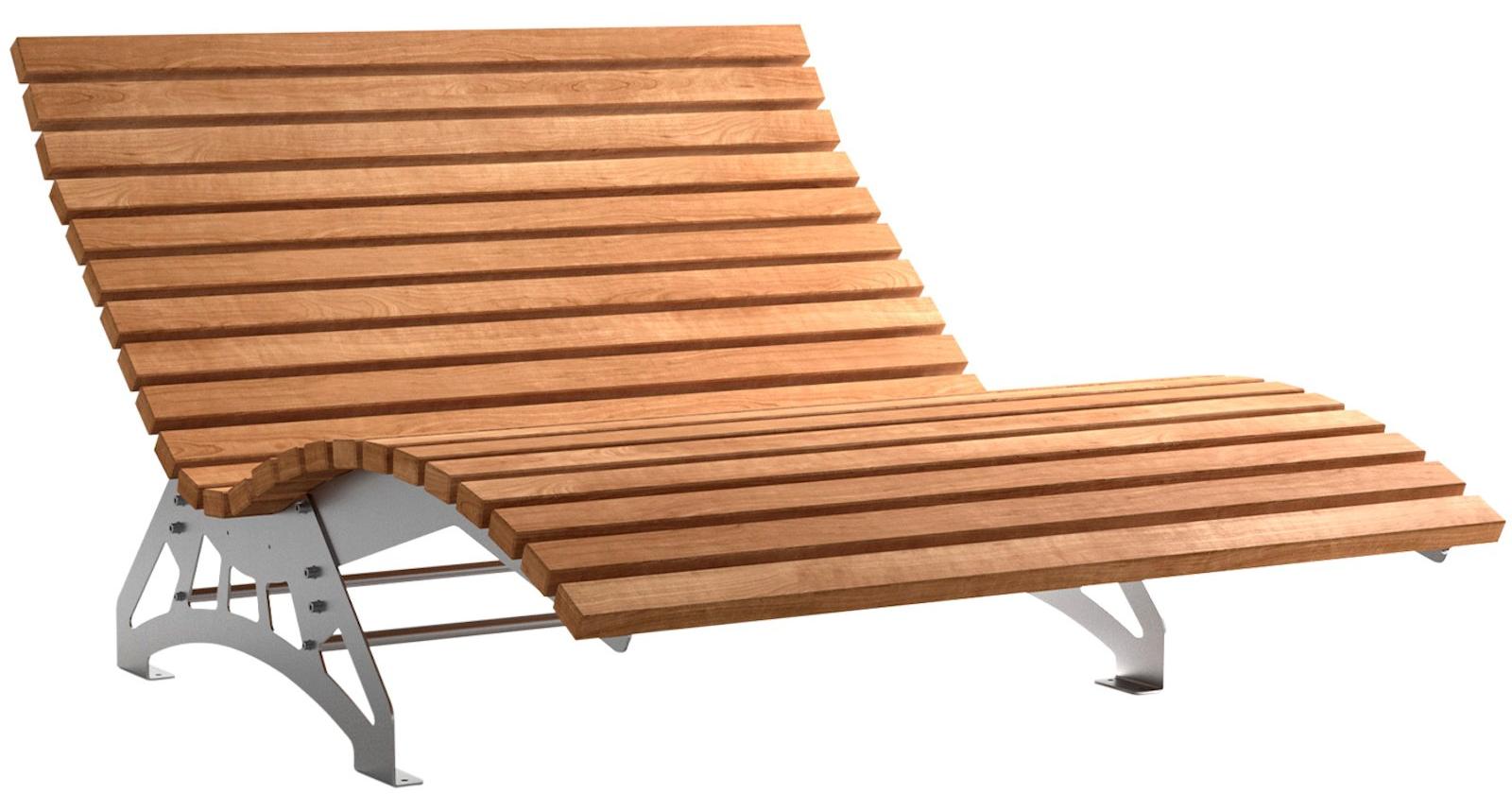SOTECH Gartenliege LOUNGER Komplett-Set 1500 mm breit - Edelstahl geschliffen, Holzlatten Thermo-Kiefer, Sonnenliege