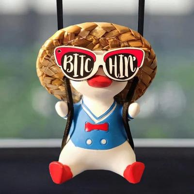 Inspire Select Cute Swing Duck Car Pendant Rearview Mirror Hanging Ornament Car Interior Decor Gift h