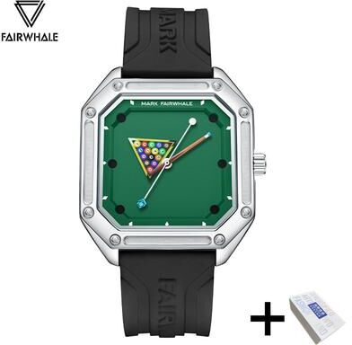 ModernMart Mens Sport Watch Waterproof Silicone Strap Green Billiards Dial Wristwatch black