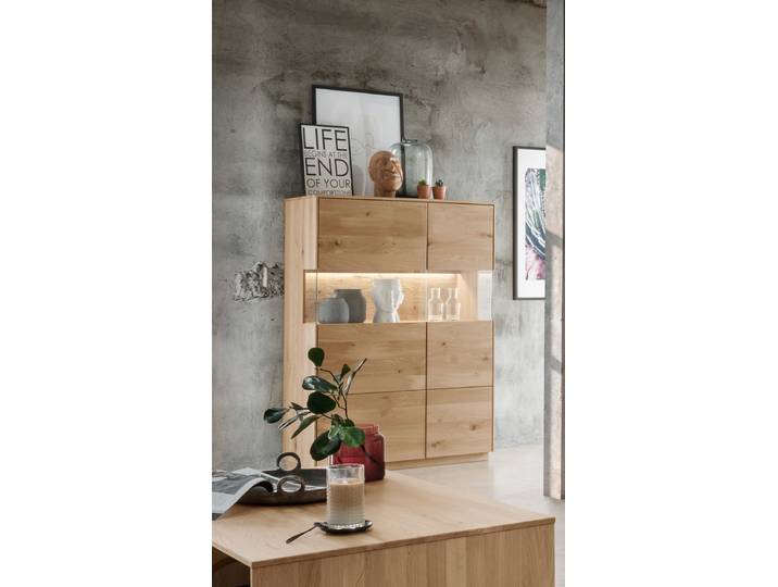 Highboard Stefan aus massiver Wildeiche – Montierte Lieferung – 3%-Vorkasse-Rabatt