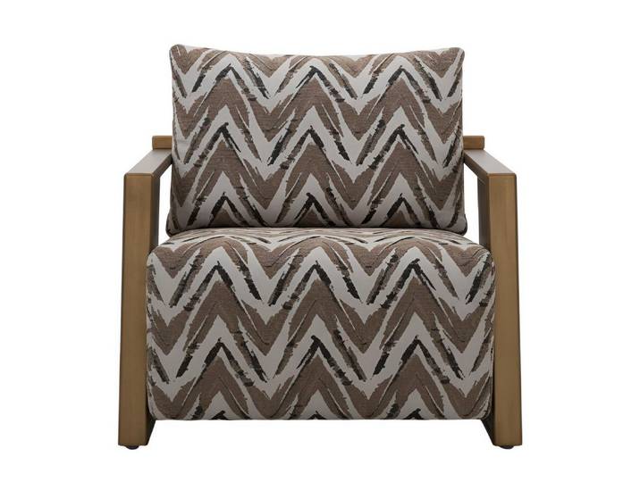 Xlmoebel Loungesessel Brauner Loungesessel mit Holzrahmen und Chevron-Muster (1-St., Loungesessel), Made in Europa