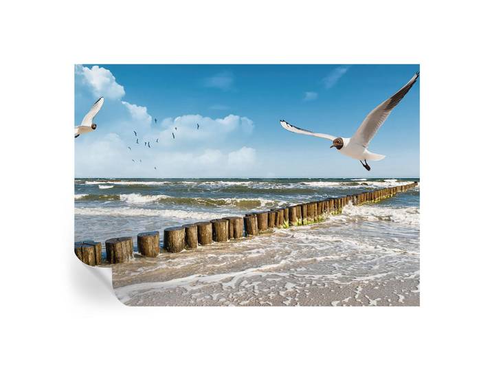 Wallfluent Fototapete 208x146 cm - Küstenlandschaft, Blau, 208x146 cm, Tapeten & Wandverkleidungen, Fototapeten