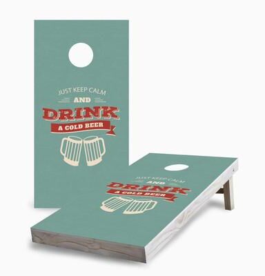 Skip's Garage Drink Cold Beer Regulation 2x4 Cornhole Game Set
