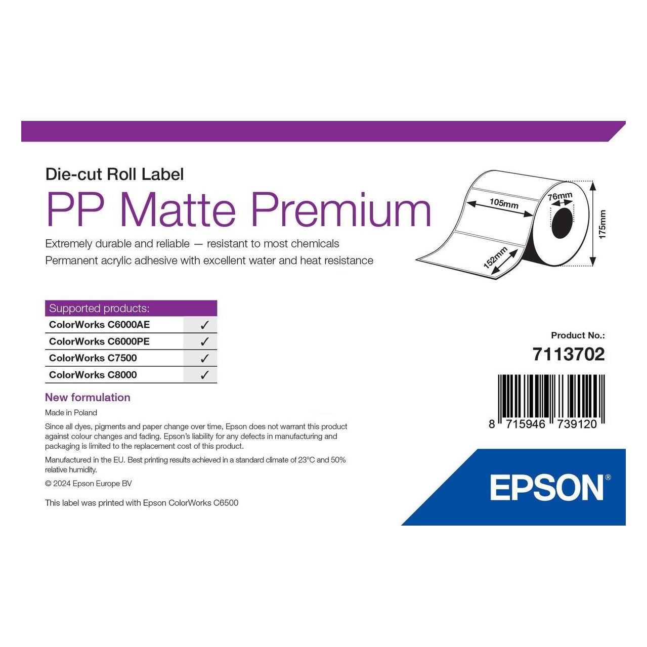 Epson Pp Matte Label Premium Die-Cut (105 mm) (7113702)